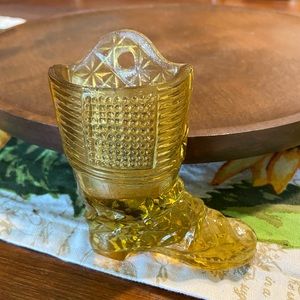 Textured Glass Boot Shaped Match Holder